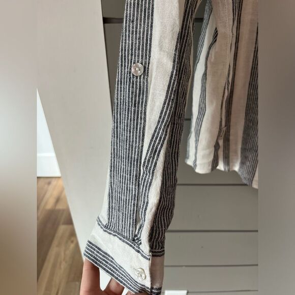 Orvis Classic Collection Long Sleeve Striped Linen Blend Button Down Shirt Sz M - Picture 7 of 11